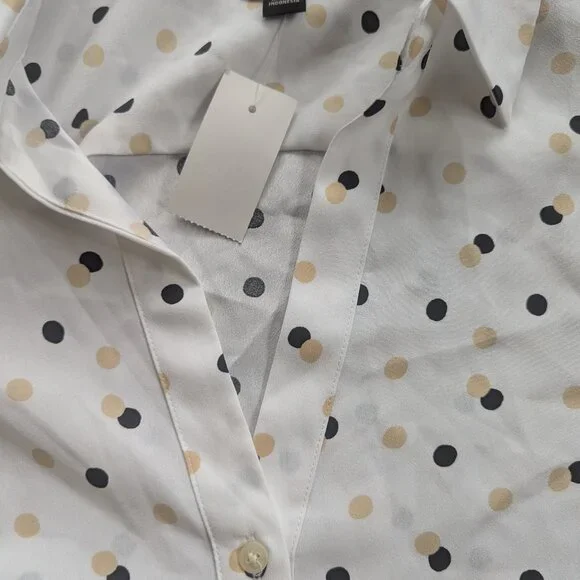 NWT Ann Taylor Classic Shirt Polka Dots Size Large - Picture 11 of 12